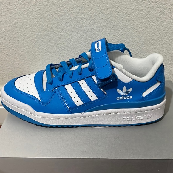 Adidas Unisex Originals Forum Low Shoes In Cloud White/pulse Blue/cloud White - Picture 3 of 9